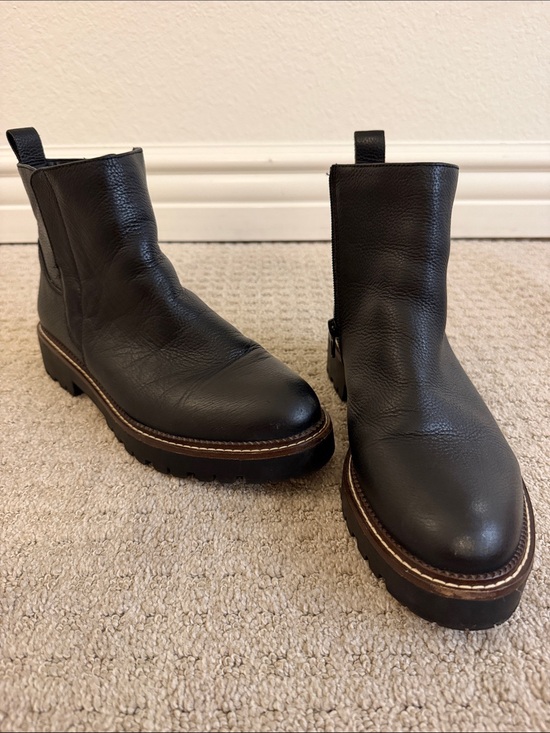 Nordstrom Shoes - Nordstrom Black Water Resistant Leather Booties Zip Up 8.5- Lug Rubber Sole